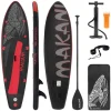 Stand Up Paddle aufblasbares SUP Board Makani 320x80x15 cm in Schwarz/Rot aus PVC inkl. Pumpe und Tragetasche