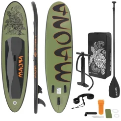 Stand Up Paddle aufblasbares SUP Board Maona 308x76x10 cm in Olive aus PVC inkl. Pumpe und Tragetasche