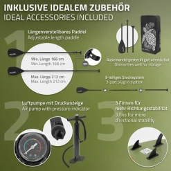 Stand Up Paddle aufblasbares SUP Board Maona 308x76x10 cm in Olive aus PVC inkl. Pumpe und Tragetasche