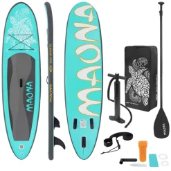 Stand Up Paddle aufblasbares SUP Board Maona 308x76x10 cm in Türkis aus PVC inkl. Pumpe und Tragetasche