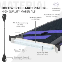 Stand Up Paddle aufblasbares SUP Board mit Kajak Sitz 320x82x15 cm in Schwarz aus PVC inkl. Pumpe und Tragetasche