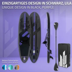 Stand Up Paddle aufblasbares SUP Board mit Kajak Sitz 320x82x15 cm in Schwarz aus PVC inkl. Pumpe und Tragetasche
