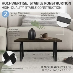 2 Stück Tischbeine Bankkufen B28,5xH40,5 cm Schwarz Tischkufen Trapez-Form Stahl pulverbeschichtet ML-Design