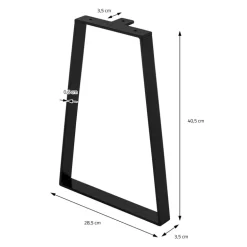 2 Stück Tischbeine Bankkufen B28,5xH40,5 cm Schwarz Tischkufen Trapez-Form Stahl pulverbeschichtet ML-Design