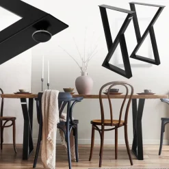 2 Stück Tischbeine B40xH71 cm Tischkufen X-Form aus Stahl pulverbeschichtet Schwarz ML-Design