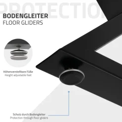2 Stück Tischbeine B40xH71 cm Tischkufen X-Form aus Stahl pulverbeschichtet Schwarz ML-Design