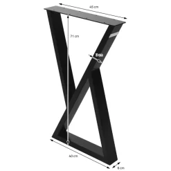 2 Stück Tischbeine B40xH71 cm Tischkufen X-Form aus Stahl pulverbeschichtet Schwarz ML-Design