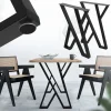 2 Stück Tischbeine B50xH71 cm Tischkufen X-Form Stahl pulverbeschichtet Schwarz ML-Design