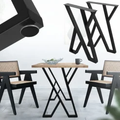2 Stück Tischbeine B50xH71 cm Tischkufen X-Form Stahl pulverbeschichtet Schwarz ML-Design