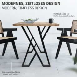 2 Stück Tischbeine B50xH71 cm Tischkufen X-Form Stahl pulverbeschichtet Schwarz ML-Design
