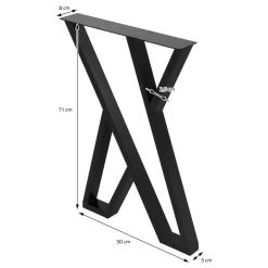 2 Stück Tischbeine B50xH71 cm Tischkufen X-Form Stahl pulverbeschichtet Schwarz ML-Design