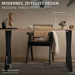 2 Stück Tischbeine B50xH71 cm Tischkufen X-Form Stahl pulverbeschichtet Schwarz ML-Design