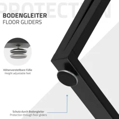 2 Stück Tischbeine B50xH71,5 cm Tischkufen rechteckige Form Stahl pulverbeschichtet Schwarz ML-Design