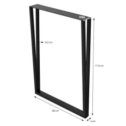 2 Stück Tischbeine B50xH71,5 cm Tischkufen rechteckige Form Stahl pulverbeschichtet Schwarz ML-Design