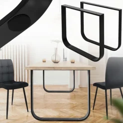2 Stück Tischbeine B80xH72 cm Tischkufen O-Form aus Stahl pulverbeschichtet Schwarz ML-Design