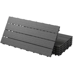 Terrassenfliesen 60x30 cm 6er Set für 1m² Anthrazit aus WPC