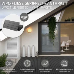 Terrassenfliesen 60x30 cm 6er Set für 1m² Anthrazit aus WPC