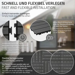 Terrassenfliesen 60x30 cm 6er Set für 1m² Anthrazit aus WPC