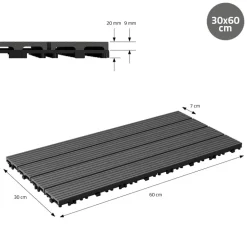 Terrassenfliesen 60x30 cm 6er Set für 1m² Anthrazit aus WPC