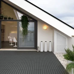 Terrassenfliesen 60x30 cm 6er Set für 1m² Anthrazit aus WPC