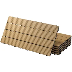 Terrassenfliesen 60x30 cm 6er Set für 1m² Teak aus WPC
