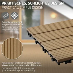 Terrassenfliesen 60x30 cm 6er Set für 1m² Teak aus WPC