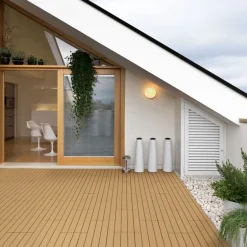 Terrassenfliesen 60x30 cm 6er Set für 1m² Teak aus WPC