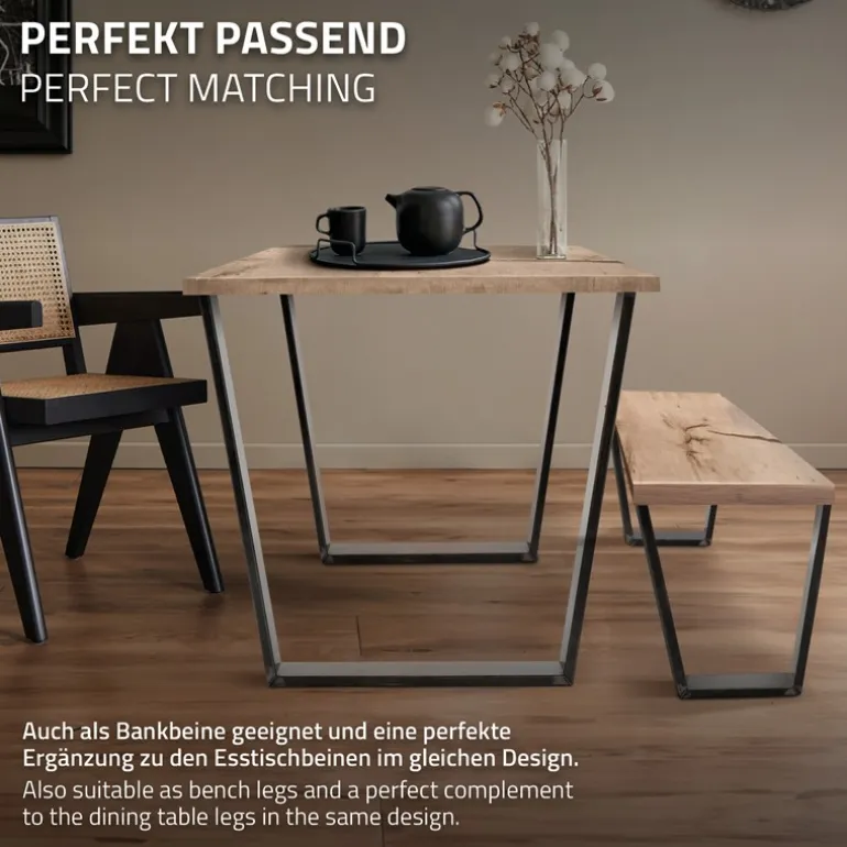 Tischbeine Tischgestell 2er Set V-Design 40 x 43 cm Industrial aus Stahl ML-Design