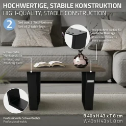 Tischbeine Tischgestell 2er Set V-Design 40x43 cm Schwarz aus Stahl ML-Design