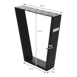 Tischbeine Tischgestell 2er Set V-Design 40x43 cm Schwarz aus Stahl ML-Design