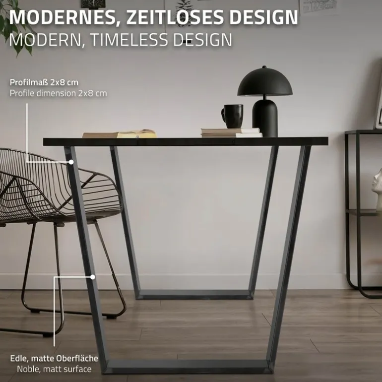 Tischbeine Tischgestell 2er Set V-Design 75 x 72 cm Industrial aus Stahl ML-Design