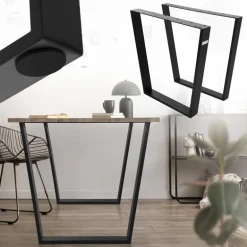 Tischbeine Tischgestell 2er Set V-Design 75 x 72 cm schwarz matt aus Stahl ML-Design