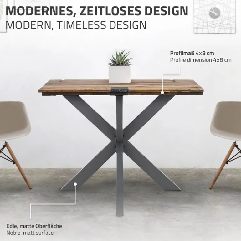 Tischbeine Tischgestell X-Design 85 x 71 x 85 cm Anthrazit aus Metall ML-Design