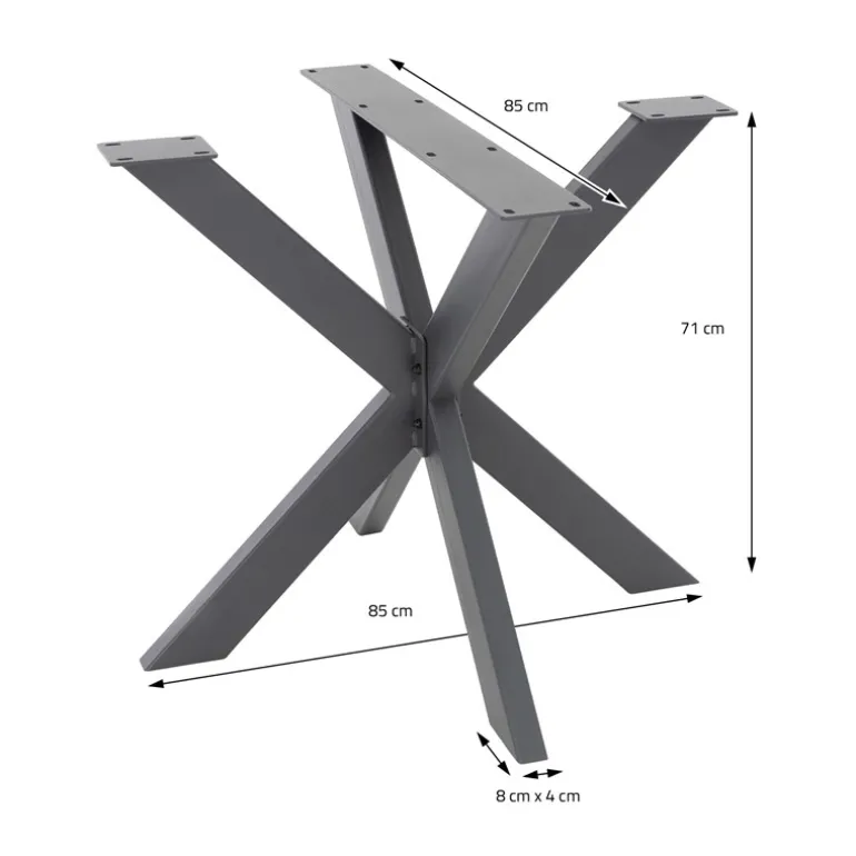 Tischbeine Tischgestell X-Design 85 x 71 x 85 cm Anthrazit aus Metall ML-Design