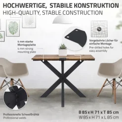 Tischbeine Tischgestell X-Design 85 x 71 x 85 cm Schwarz aus Metall ML-Design
