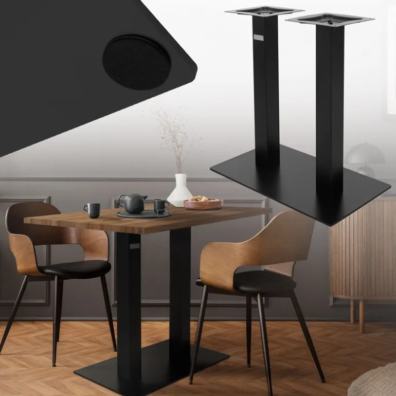Tischgestell Doppel Schwarz Höhe 72cm Stahl pulverbeschichtet 70x43cm Bodenplatte ML-Design
