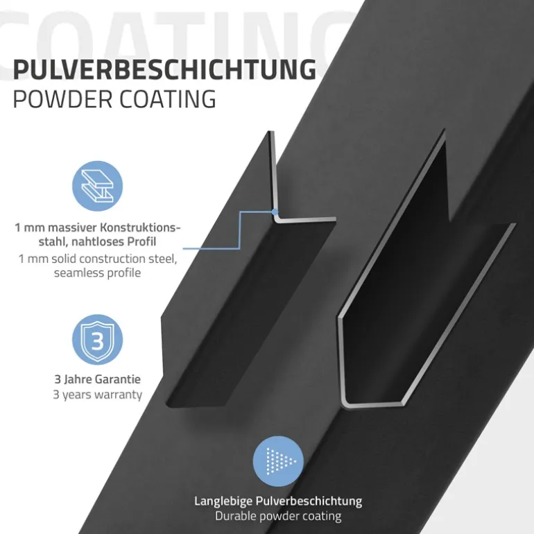 Tischgestell Doppel Schwarz Höhe 72cm Stahl pulverbeschichtet 70x43cm Bodenplatte ML-Design