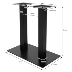 Tischgestell Doppel Schwarz Höhe 72cm Stahl pulverbeschichtet 70x43cm Bodenplatte ML-Design