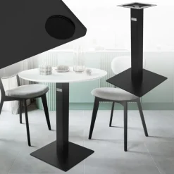 Tischgestell Single Schwarz Höhe 72cm aus pulverbeschichteteter Stahl 43x43 cm Bodenplatte Montagematerial ML-Design