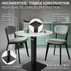 Tischgestell Single Schwarz Höhe 72cm aus pulverbeschichteteter Stahl 43x43 cm Bodenplatte Montagematerial ML-Design