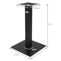 Tischgestell Single Schwarz Höhe 72cm aus pulverbeschichteteter Stahl 43x43 cm Bodenplatte Montagematerial ML-Design