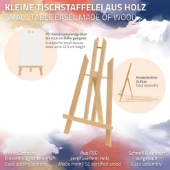 Tischstaffelei klein verstellbar 22x14x40,5 cm Braun aus Holz