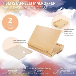 Tischstaffelei mit Schublade und Mischpalette Natur aus Holz