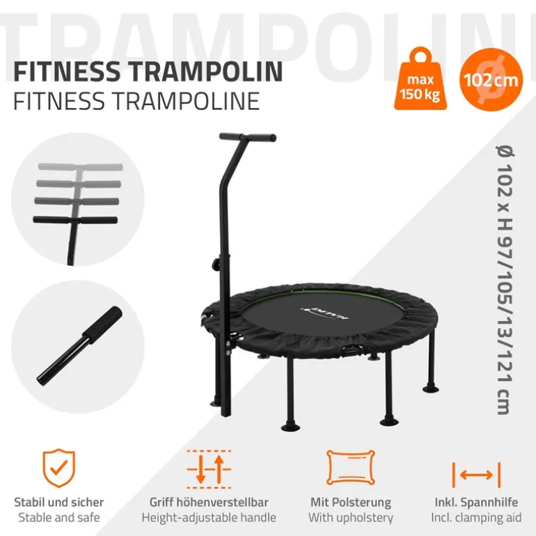 Trampolin Ø102cm mit höhenverstellbarer Haltegriff Stahl Grün bis 150kg Hauki