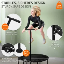 Trampolin Ø102cm mit höhenverstellbarer Haltegriff Stahl Grün bis 150kg Hauki