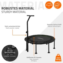 Trampolin Ø102cm mit höhenverstellbarer Haltegriff Stahl Grün bis 150kg Hauki
