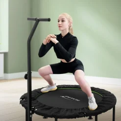 Trampolin Ø102cm mit höhenverstellbarer Haltegriff Stahl Grün bis 150kg Hauki