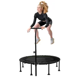 Trampolin Ø122cm mit höhenverstellbarer Haltegriff Stahl Grün bis 150kg Hauki