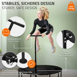 Trampolin Ø122cm mit höhenverstellbarer Haltegriff Stahl Grün bis 150kg Hauki