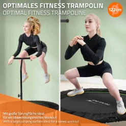 Trampolin Ø122cm mit höhenverstellbarer Haltegriff Stahl Grün bis 150kg Hauki